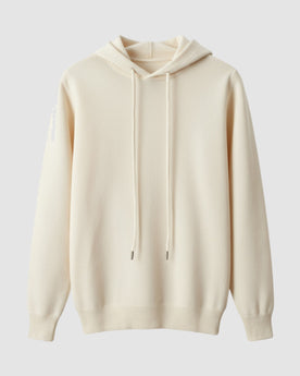 Herren Hoodie aus Merinowolle mit Kapuze in Elfenbein
