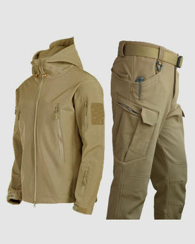 Herren Outdoor-Set mit gepolsterter Winterjacke und Cargohose in Khaki