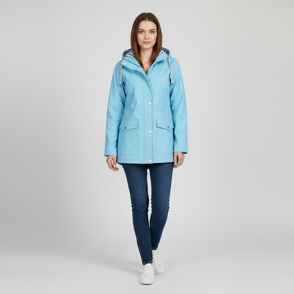 Damen Leichte Kapuzenjacke mit gestreiftem Futter