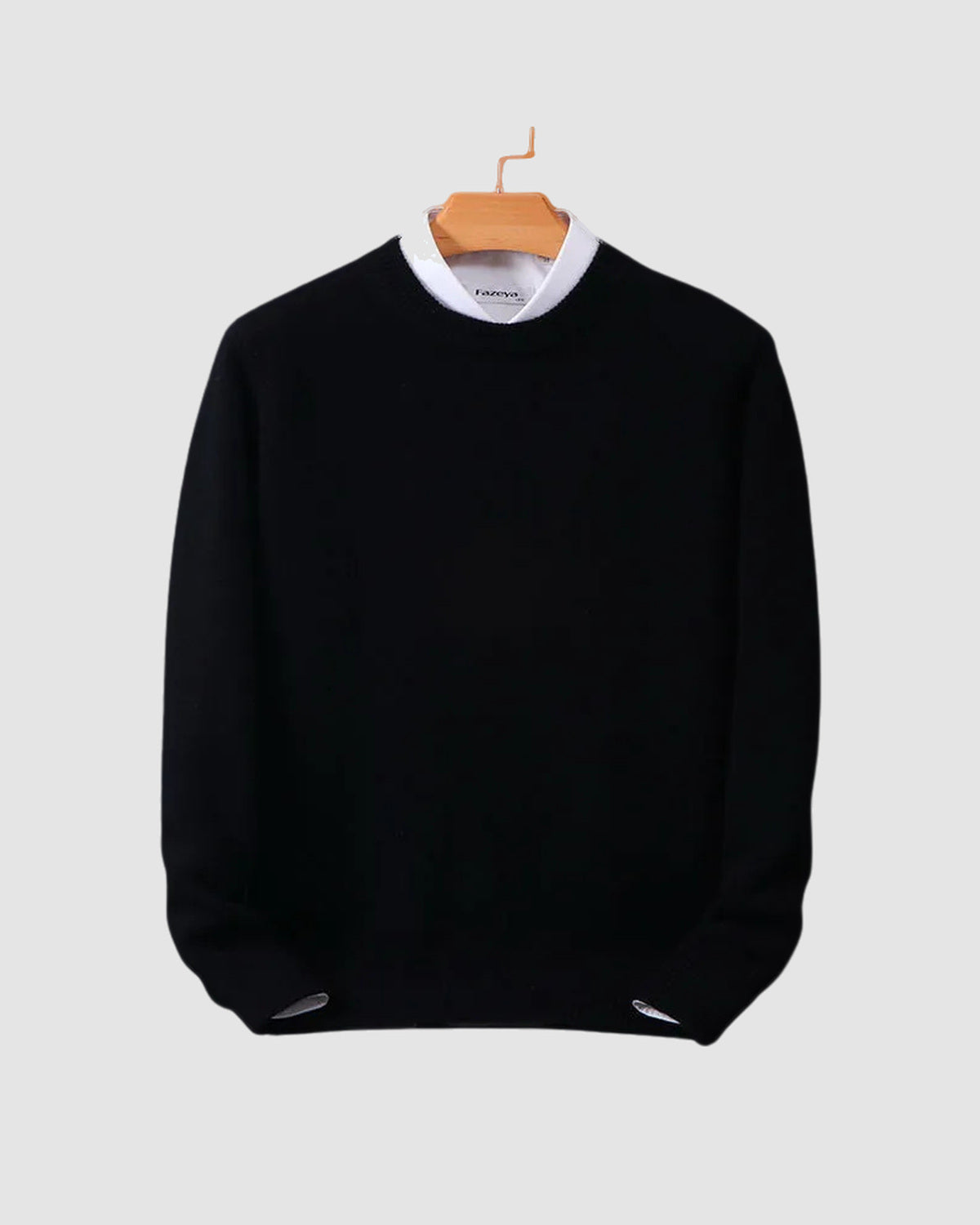 Herren Pullover aus Kaschmir-Mischung, weicher Strick in Schwarz