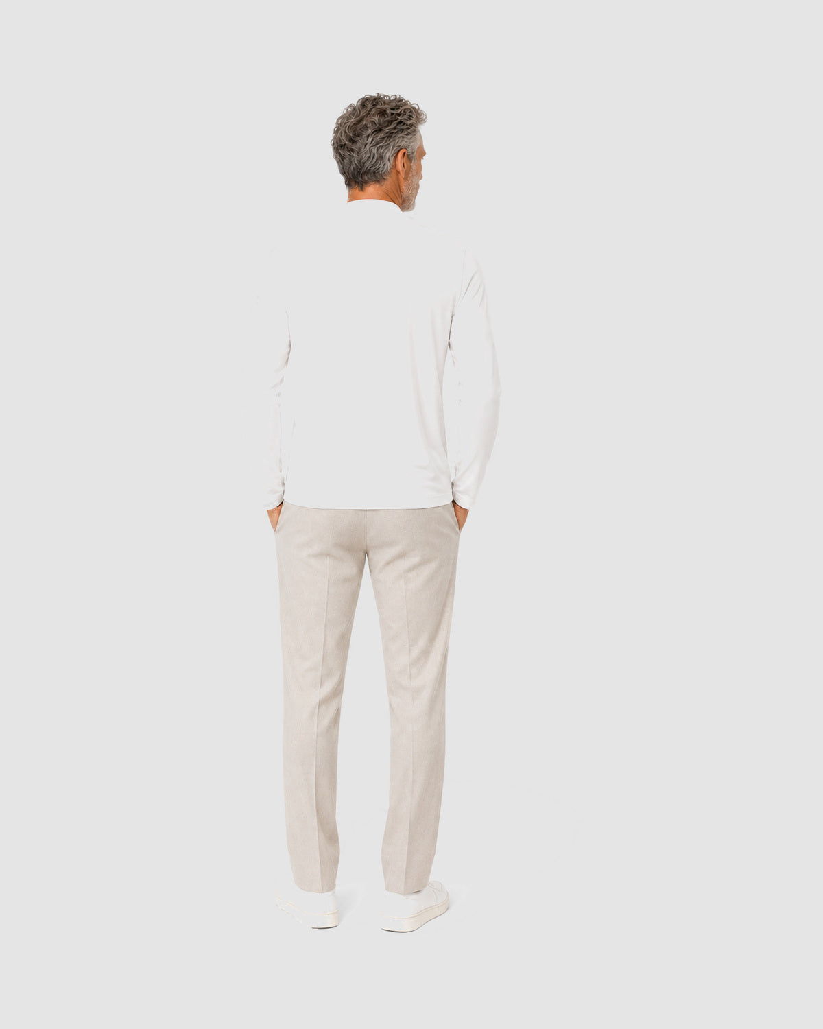 Herren Longsleeve mit Rundhals – Elfenbeinweiß, Bild 8