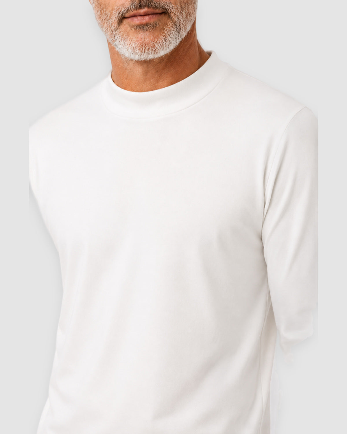 Herren Longsleeve mit Rundhals – Elfenbeinweiß, Bild 7