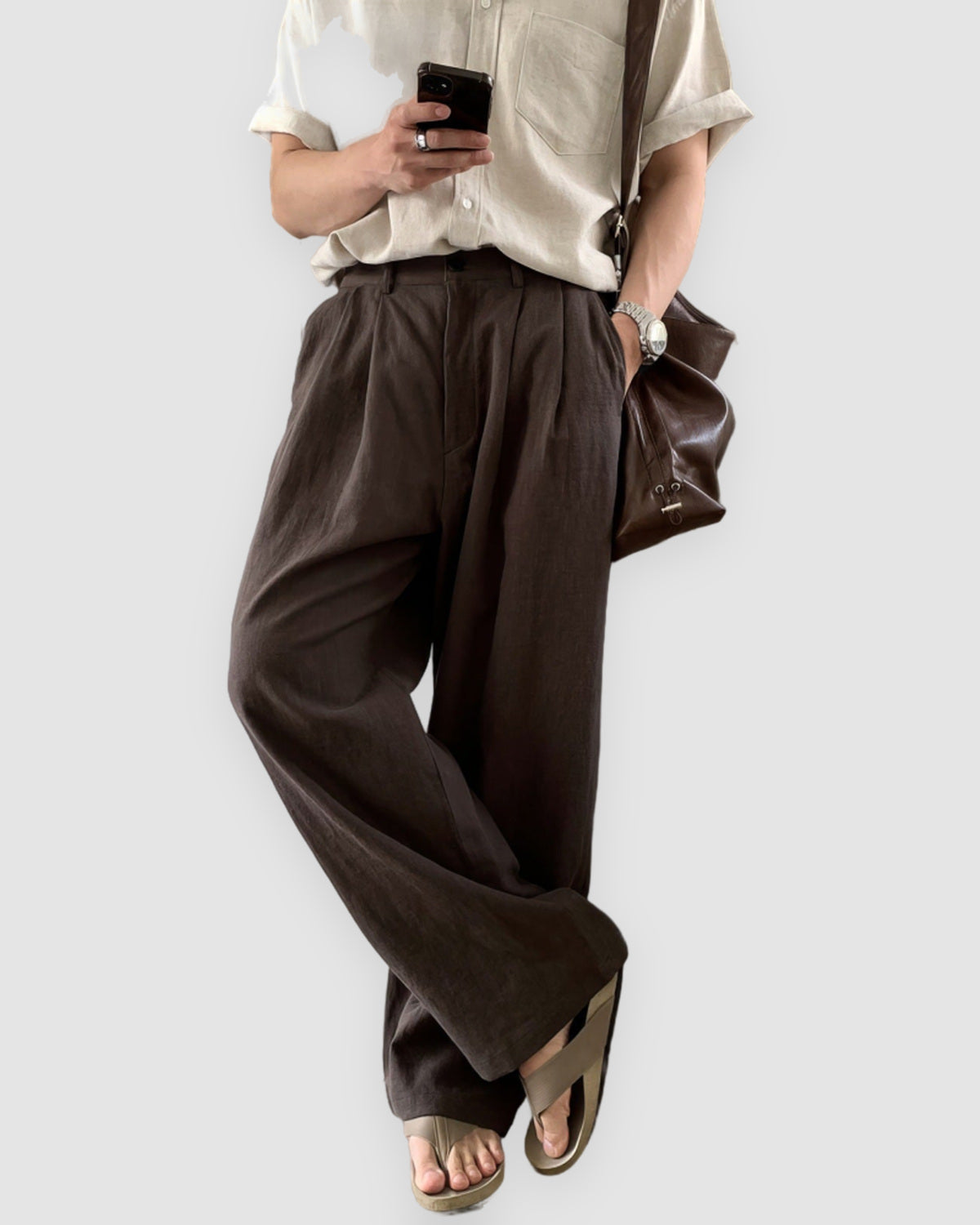 Herren Leinenhose mit weitem Bein, luftig, Bild 7