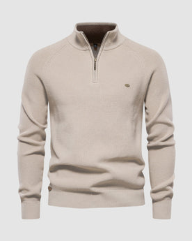 Herren Pullover mit Half-Zip in Beige