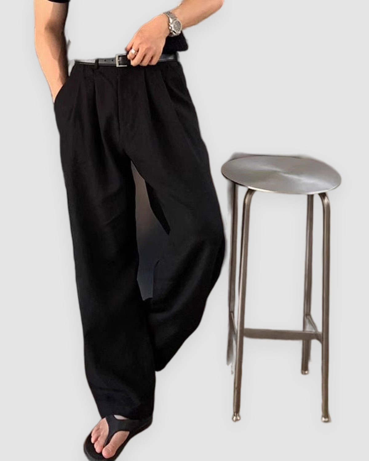 Herren Leinenhose mit weitem Bein, luftig, Bild 2