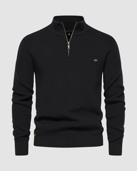 Herren Pullover mit Half-Zip in Schwarz