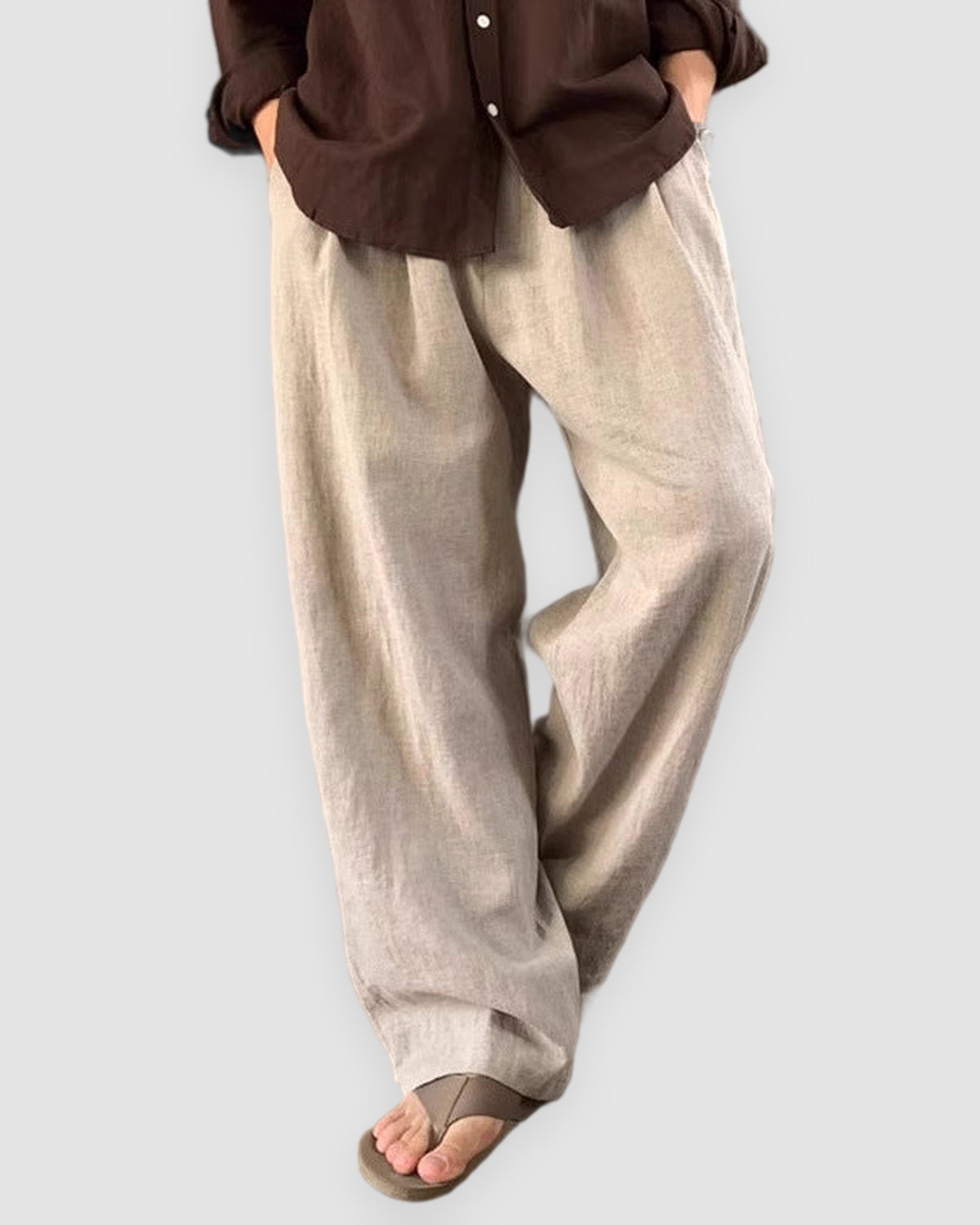 Herren Leinenhose mit weitem Bein, luftig in Beige