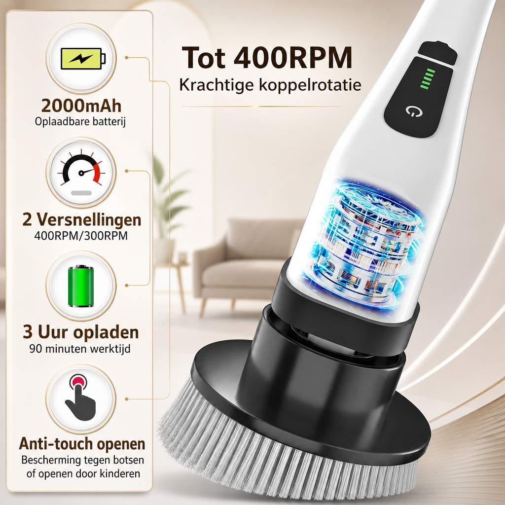 ScrubPro Reinigungsbürste elektrisch, kabellos mit Drehkopf – Ansicht 3