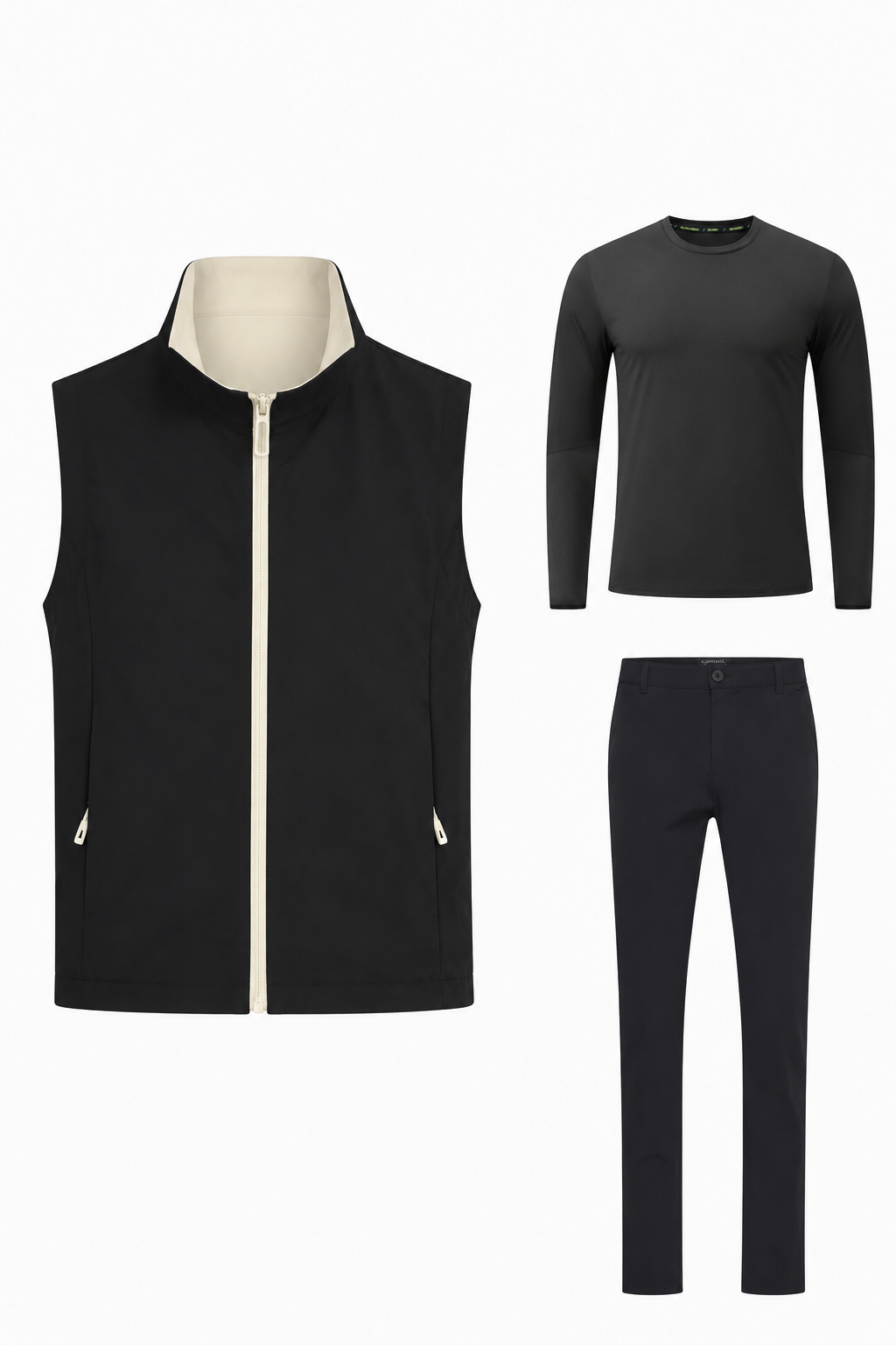 Outfit-Set Herren – Onyx Black & Soft Sand (mit Longsleeve)