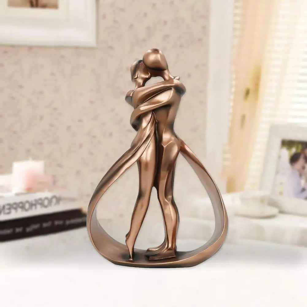 Umarmendes Paar Skulptur - Bronzefarbene Kunstharz-Deko