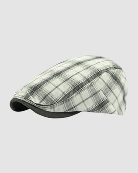 Herren Schirmmütze aus Baumwolle mit Tartan-Karo, Unisex in Weiß
