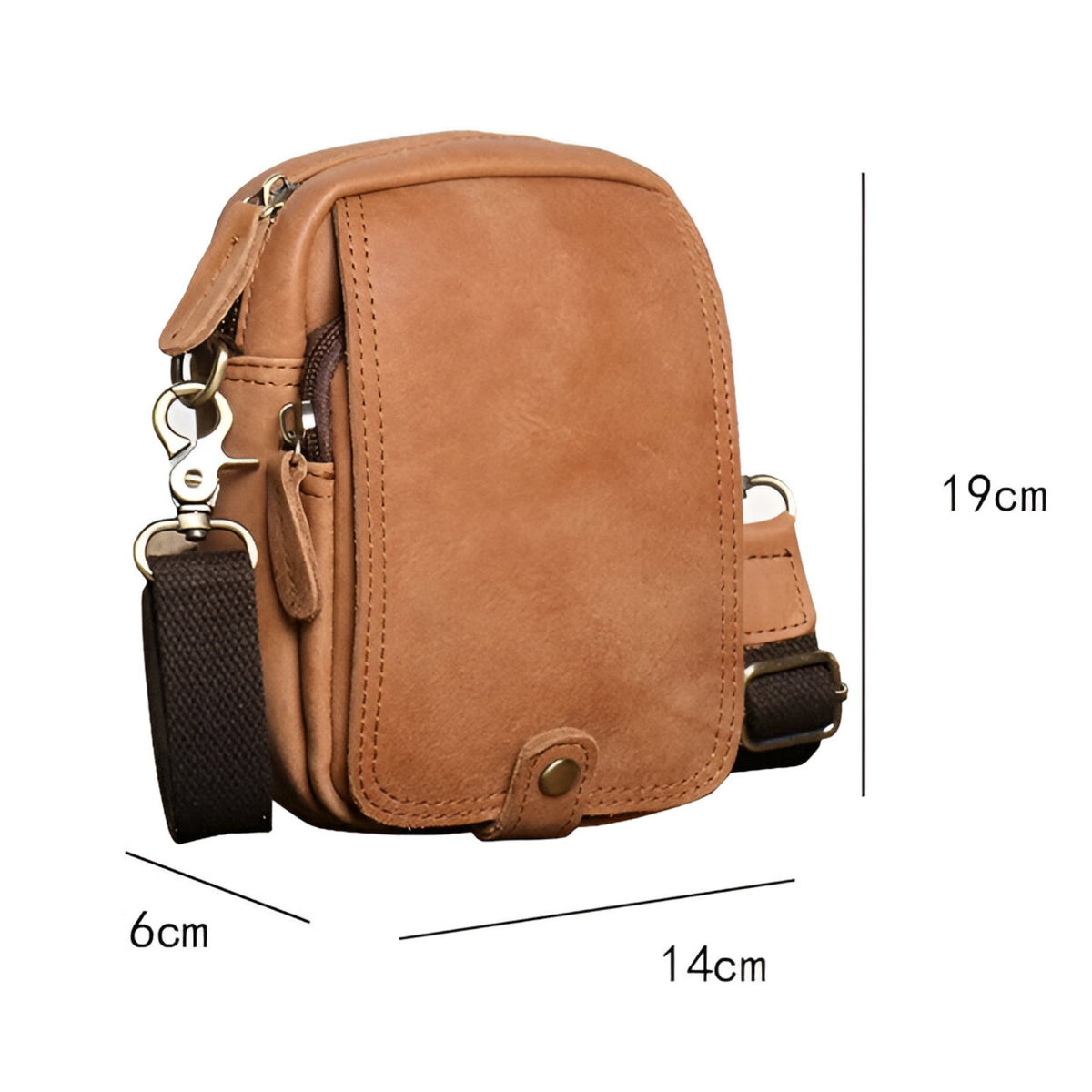 Herren Pendlertasche aus Ochsenleder im Retro-Stil – Khaki – Ansicht 6