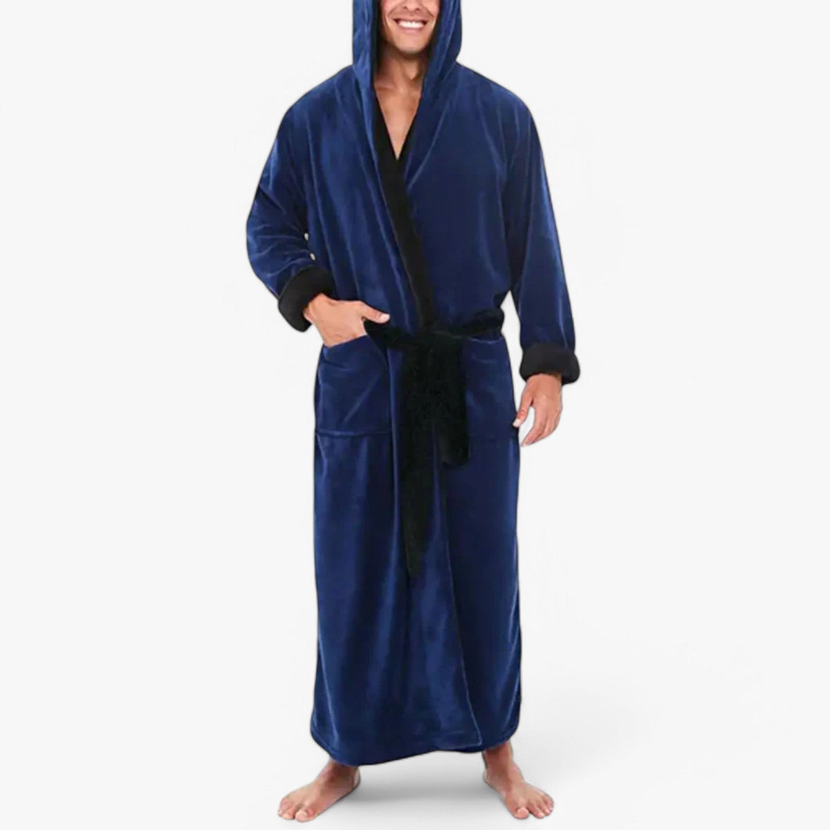 Bademantel Fleece mit V-Ausschnitt