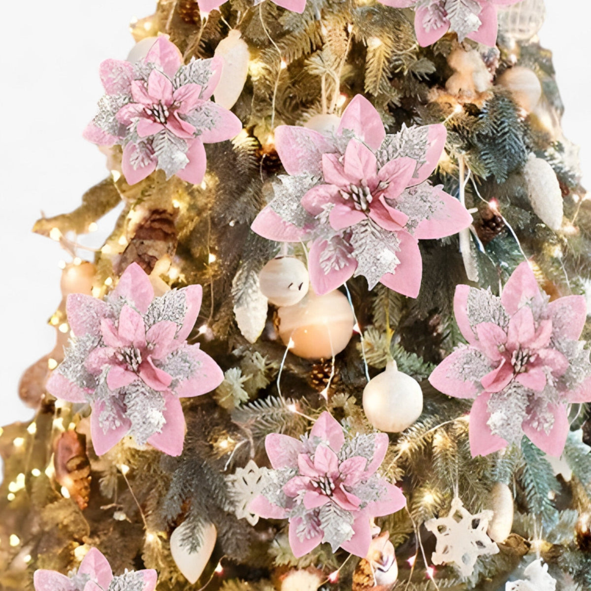 Glitzer-Weihnachtsblumen Set Baumschmuck