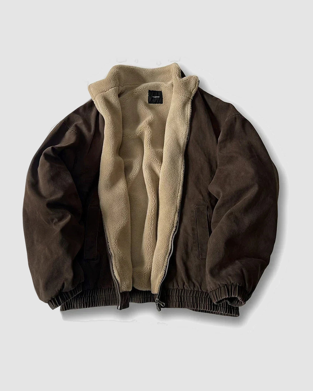 Herren Fleecejacke Polar im Streetwear-Stil, Vintage in Beige