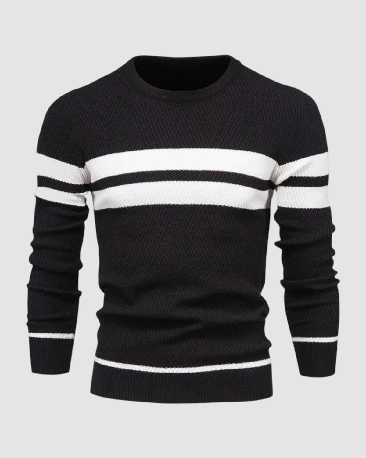 Herren Pullover gestreift in Schwarz