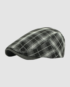 Herren Schirmmütze aus Baumwolle mit Tartan-Karo, Unisex in Schwarz
