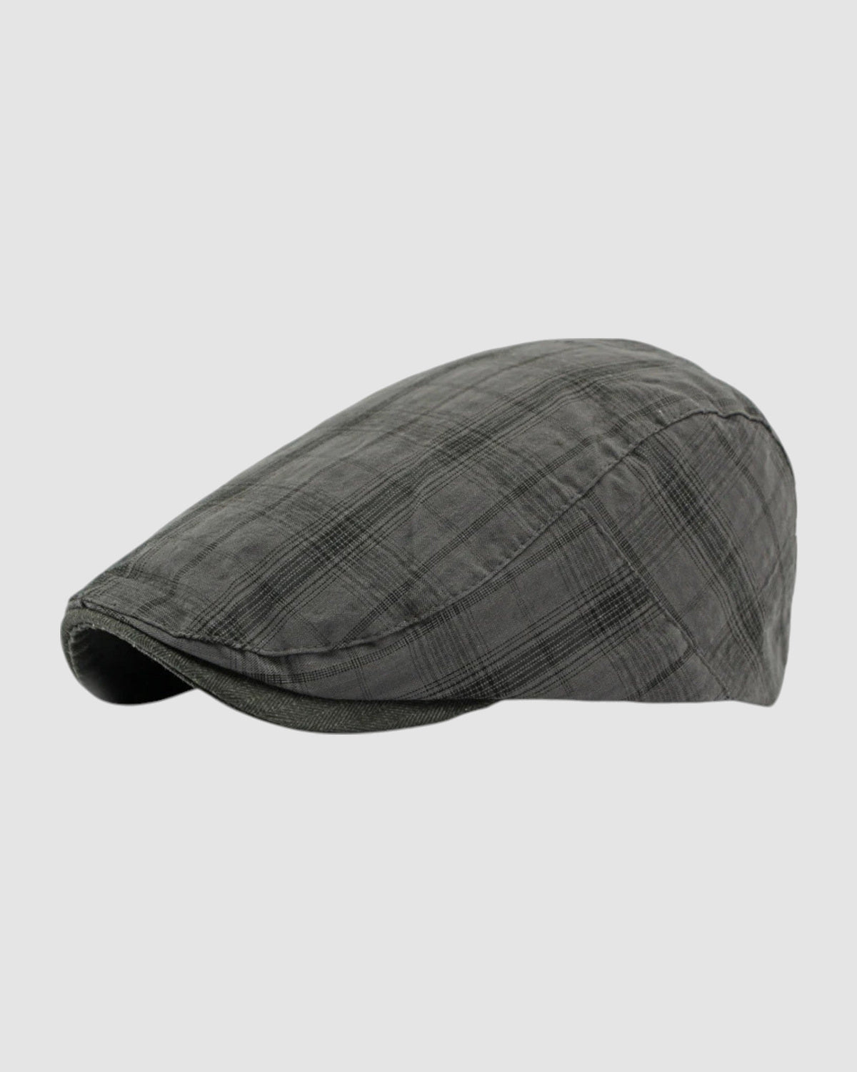 Herren Schirmmütze aus Baumwolle mit Tartan-Karo, Unisex in Dunkelgrau