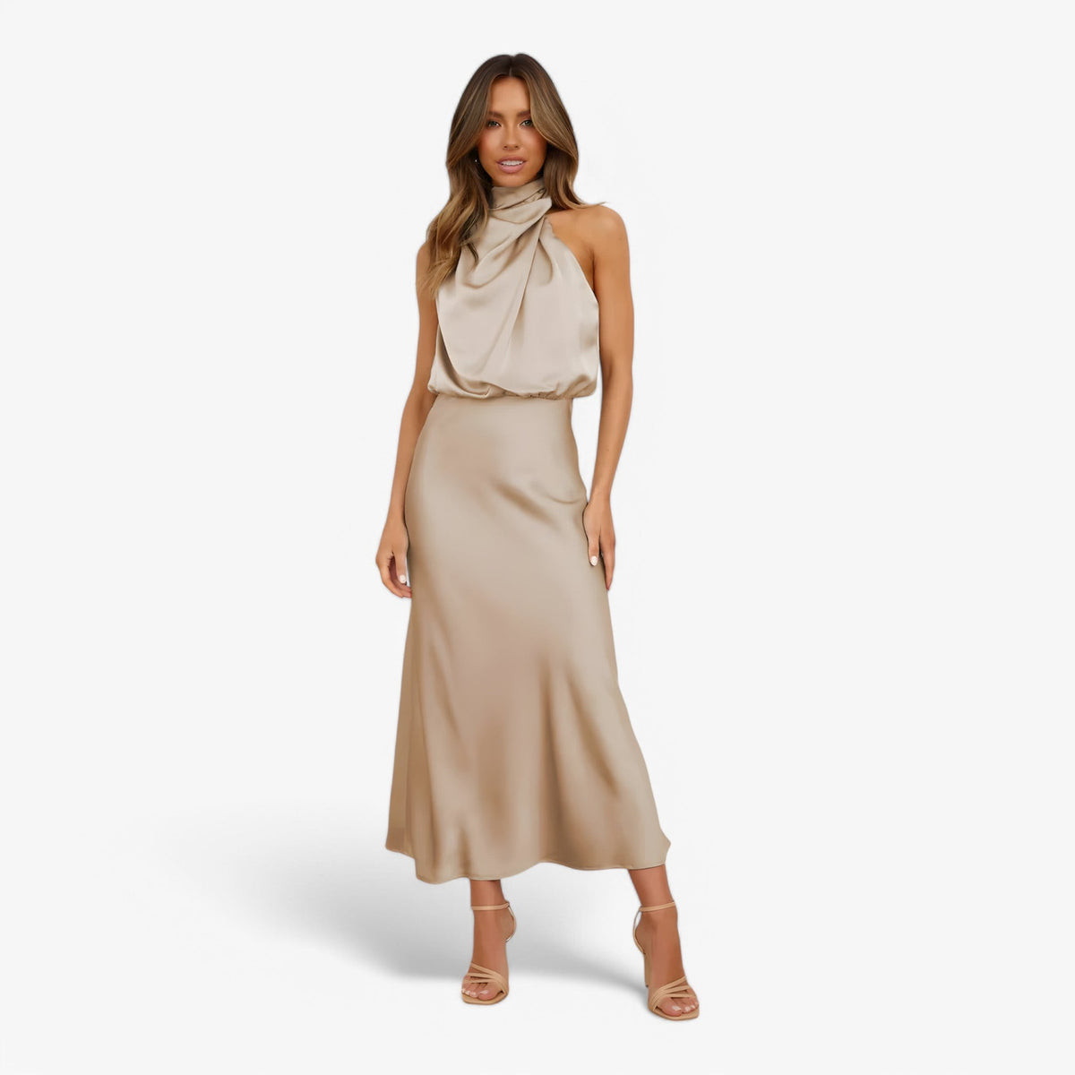Damen Kleid Satin Elegant