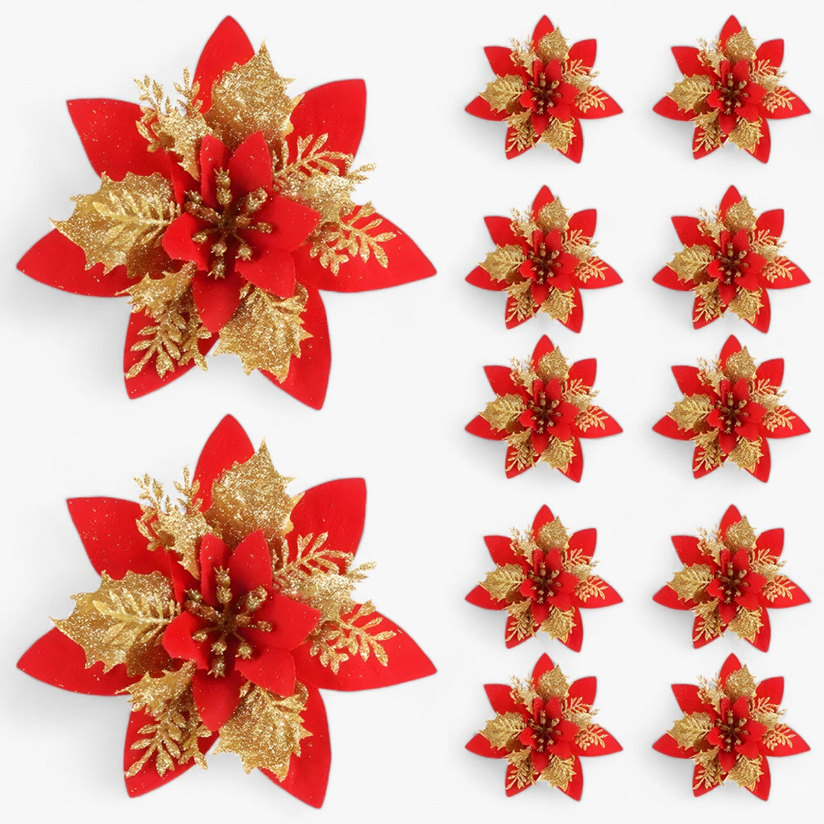 Glitzer-Weihnachtsblumen Set Baumschmuck