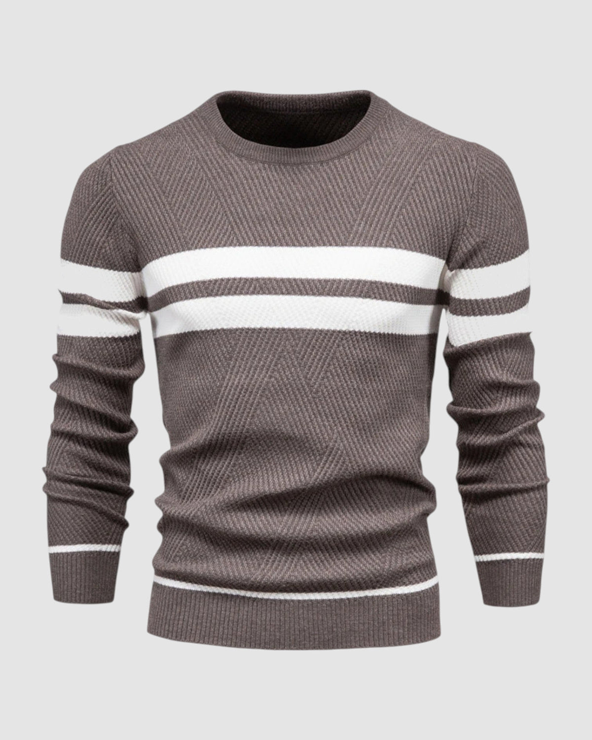 Herren Pullover gestreift in Kaffeebraun