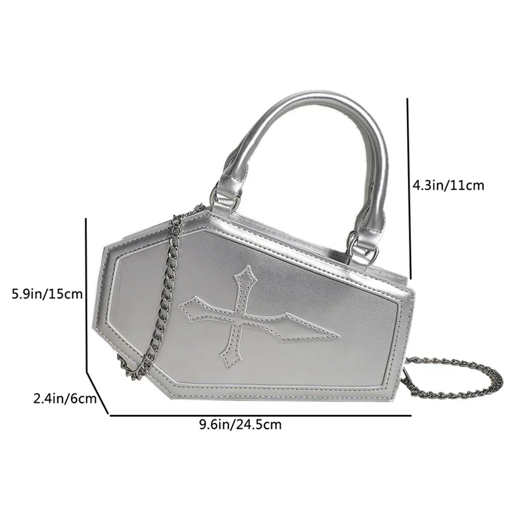 Gothic Sargförmige Handtasche mit Kette für Halloween