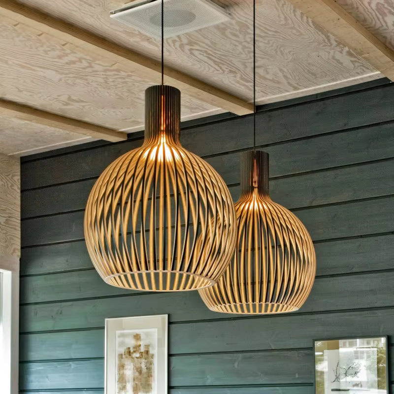 Hängelampe Organisches Holzdesign