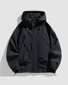 Herren Windjacke wasserdicht mit Kapuze in Schwarz