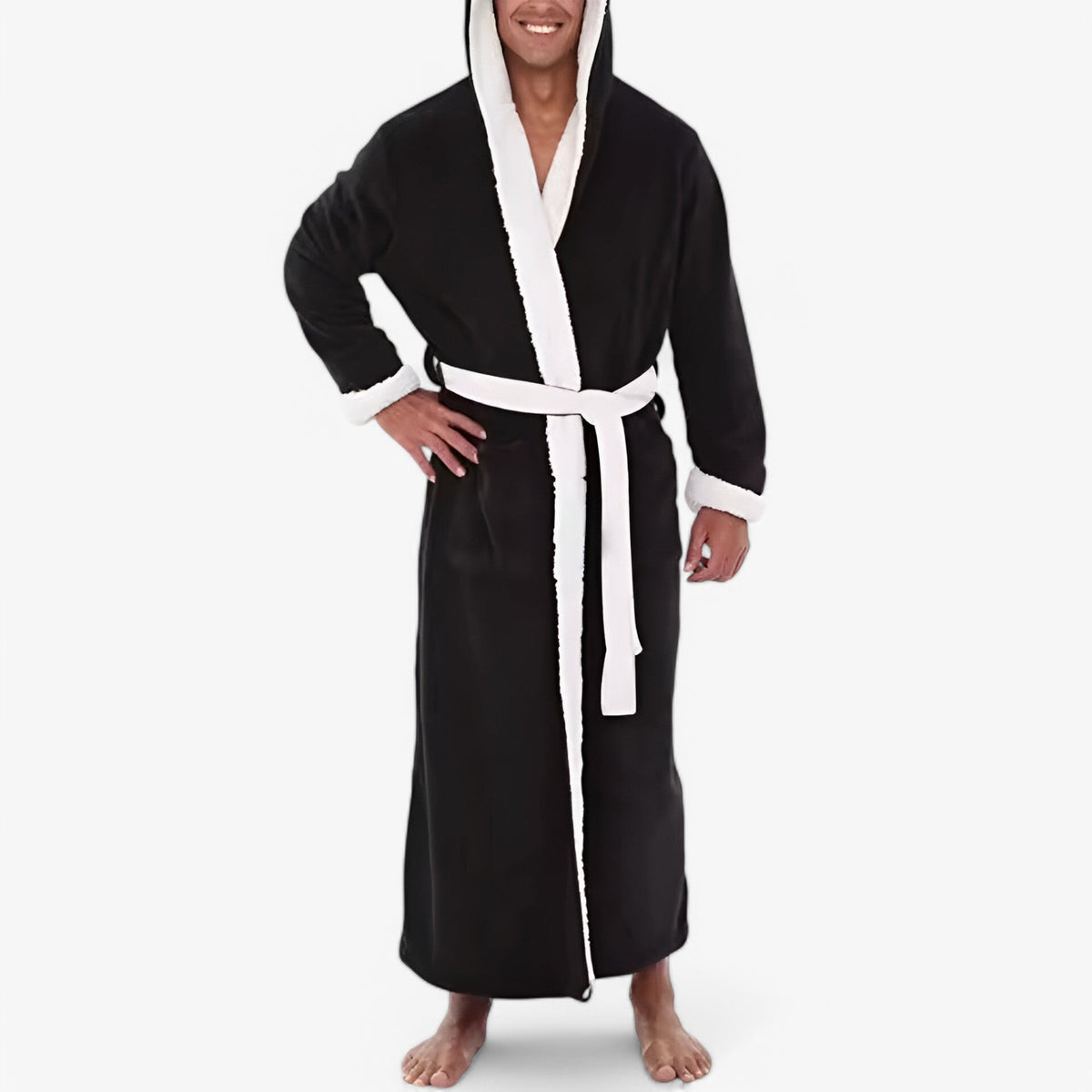 Bademantel Fleece mit V-Ausschnitt