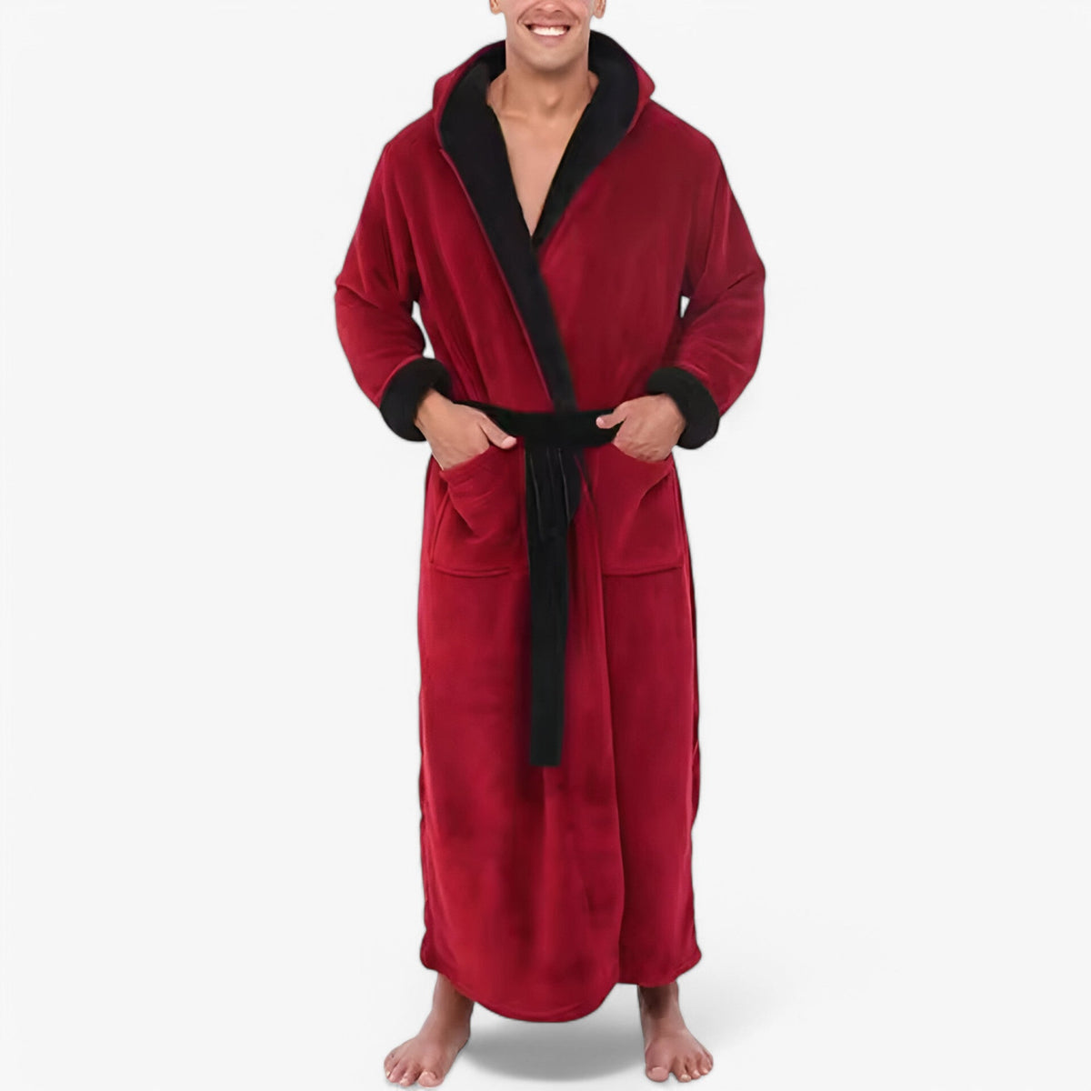Bademantel Fleece mit V-Ausschnitt
