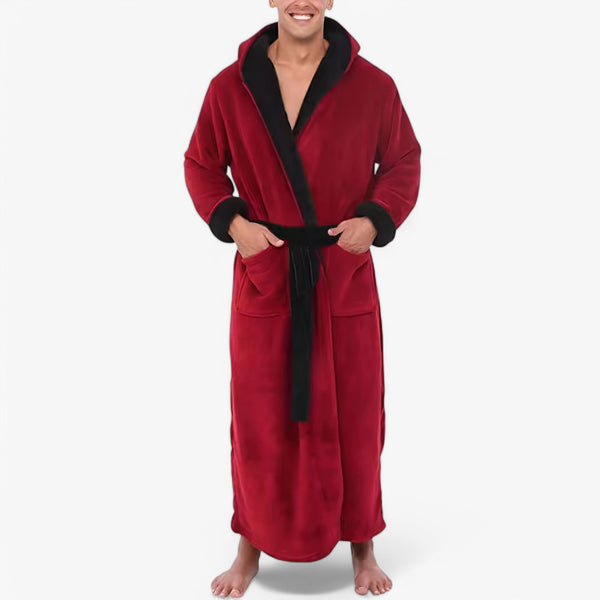 Bademantel Fleece mit V-Ausschnitt