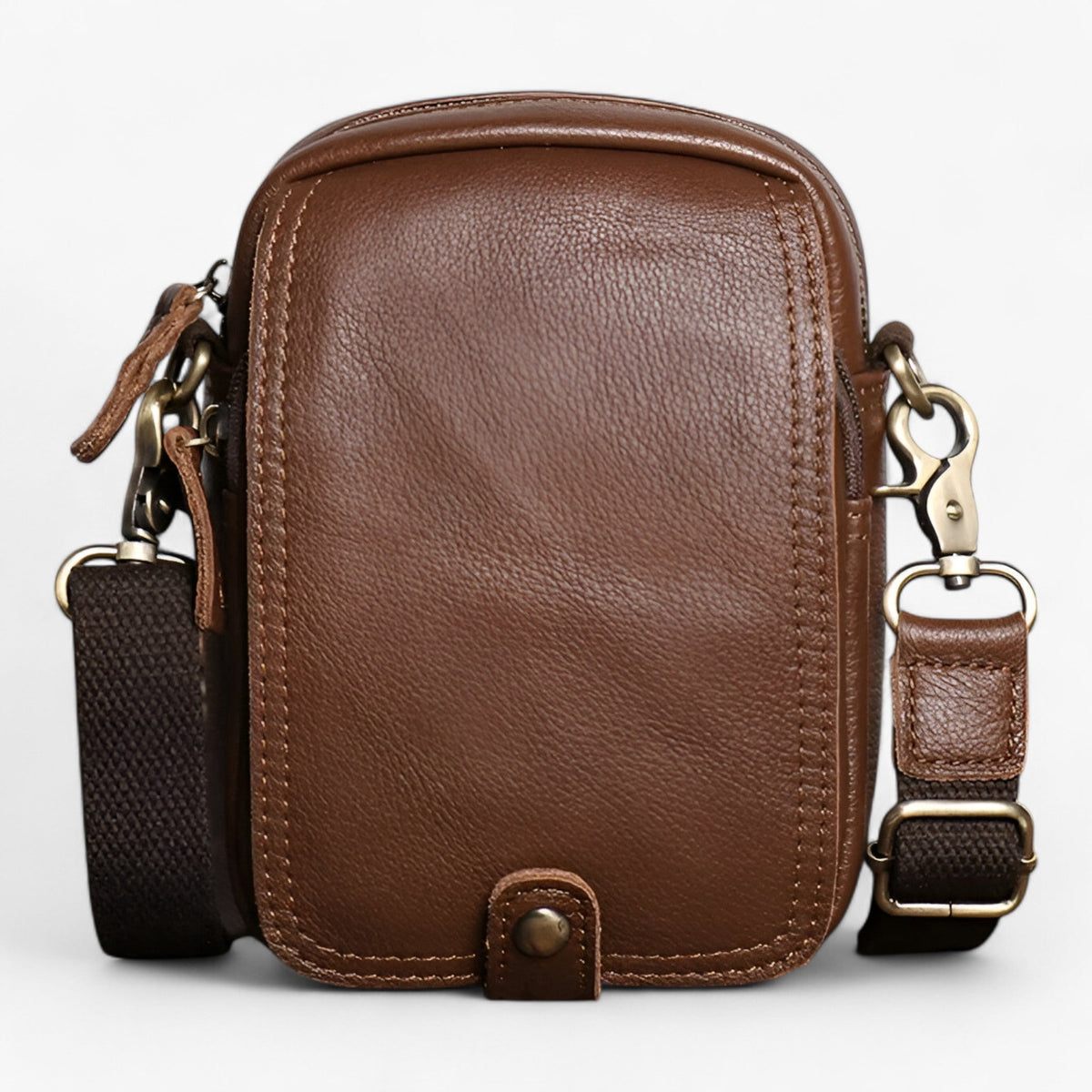 Herren Pendlertasche aus Ochsenleder im Retro-Stil – Dunkelbraun – Ansicht 11