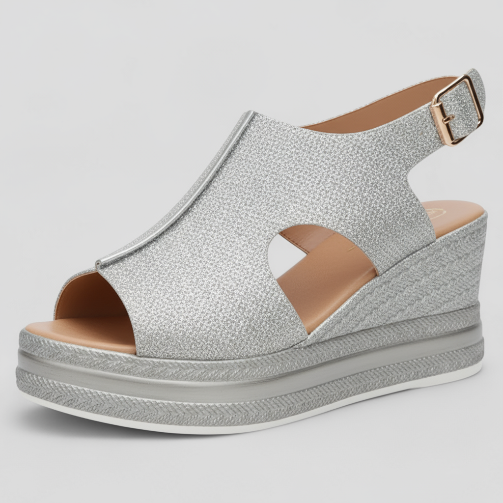 Damen Sandalen Plateau Kunstleder