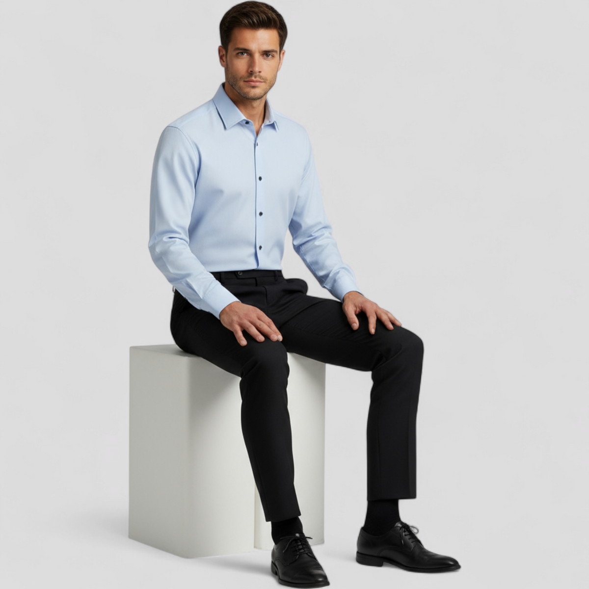 Herren Hemd Elastisch Langarm