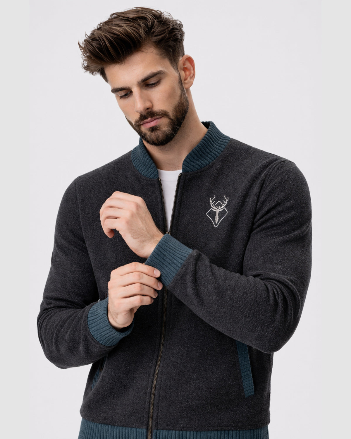 Herren Strickjacke mit Zip aus 100% Merinowolle, Bild 2