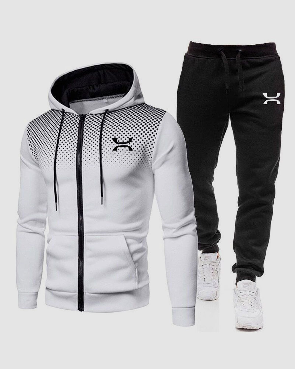 Herren Trainingsanzug mit Hoodie, 2-teilig in Weiß