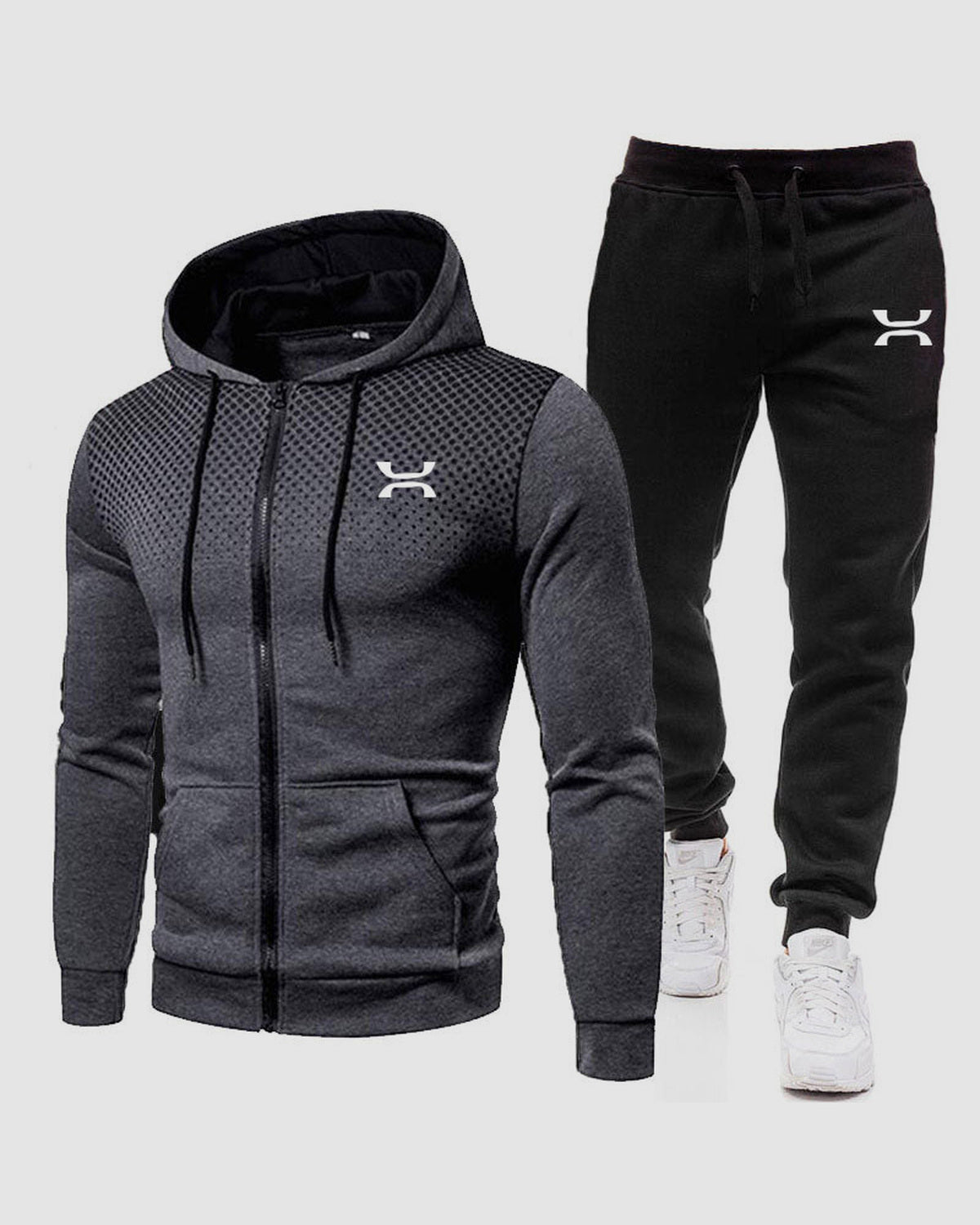 Herren Trainingsanzug mit Hoodie, 2-teilig in Dunkelgrau