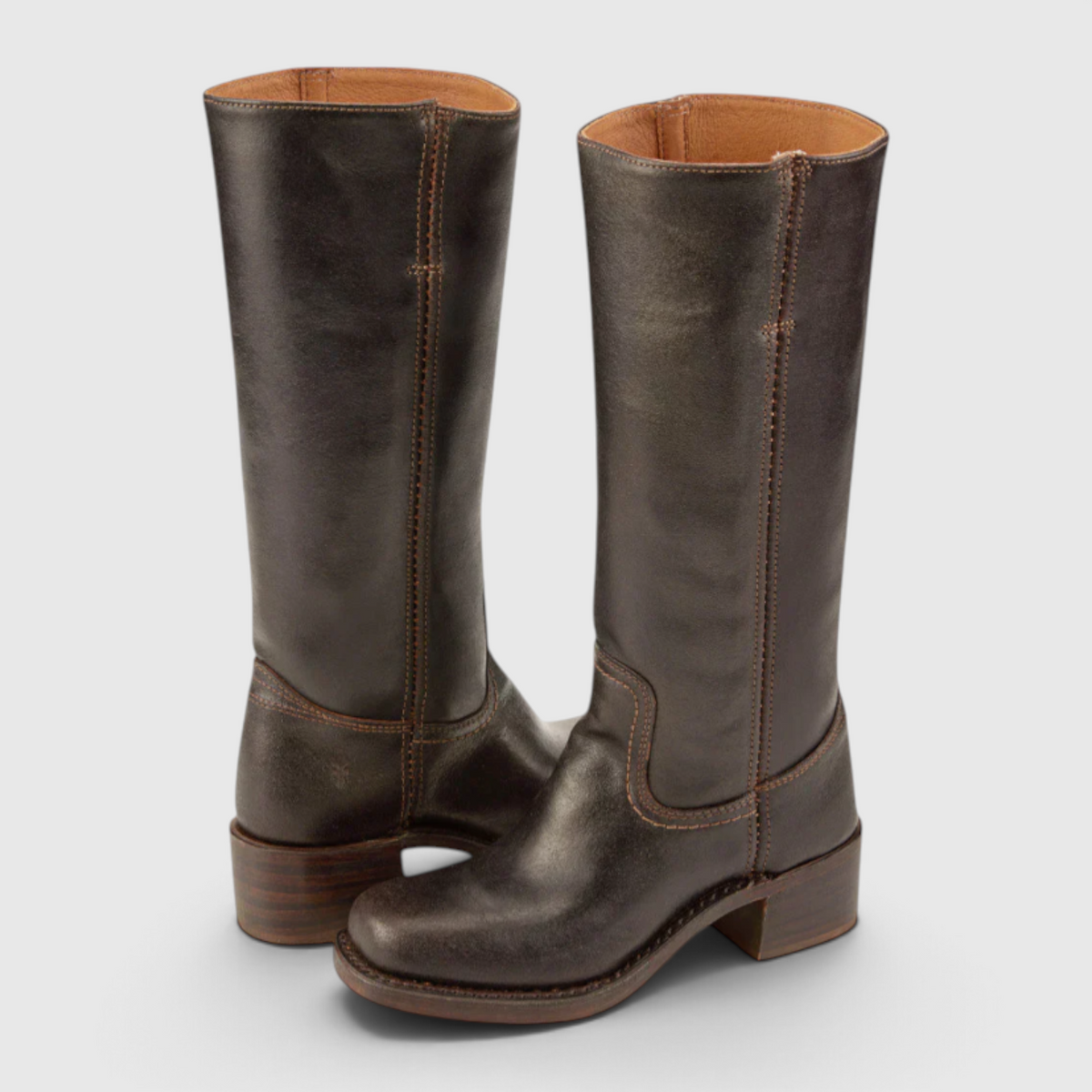 Women's Knee-High Leather Boots with Heel