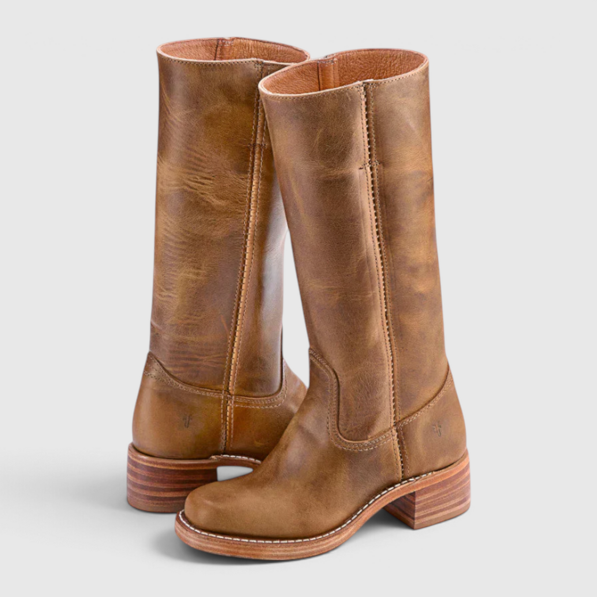 Women's Knee-High Leather Boots with Heel