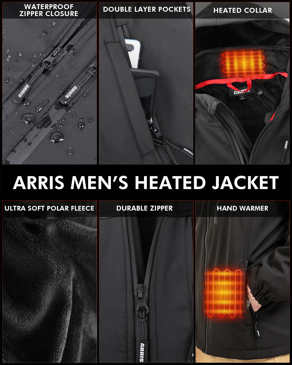Herren Heizjacke mit 8 Wärmezonen – Powerbank-kompatibel