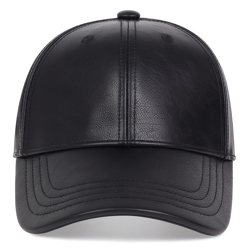 Baseball Cap : PU-Leren Baseballpet voor Heren, Ideale Keuze Geschenken Leer - Zwart in