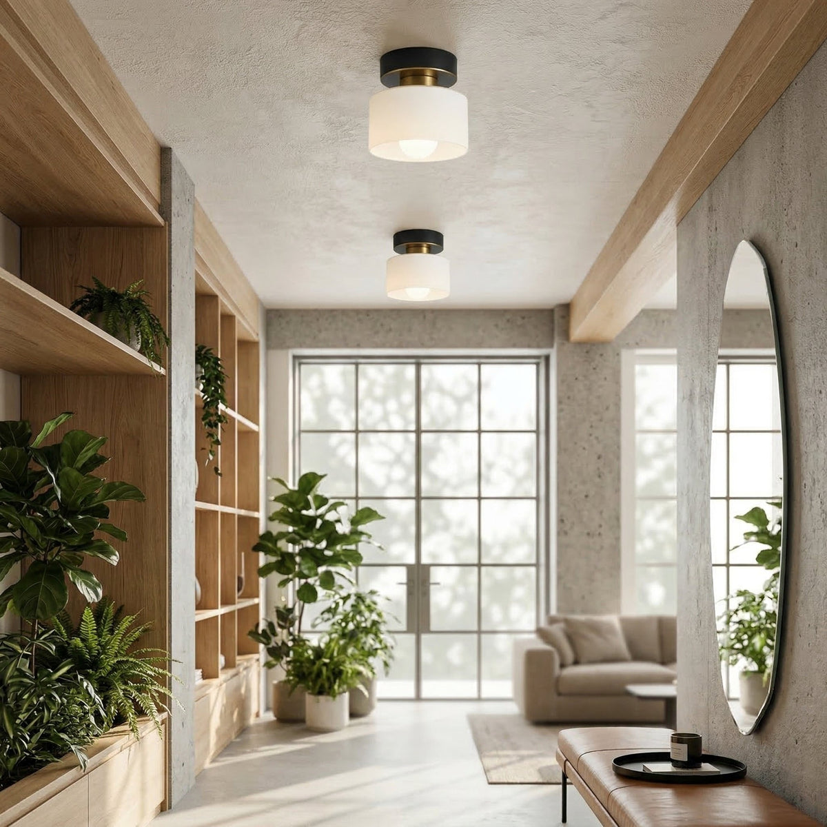Bauhaus Geometrische Alabaster Deckenleuchte Trommel