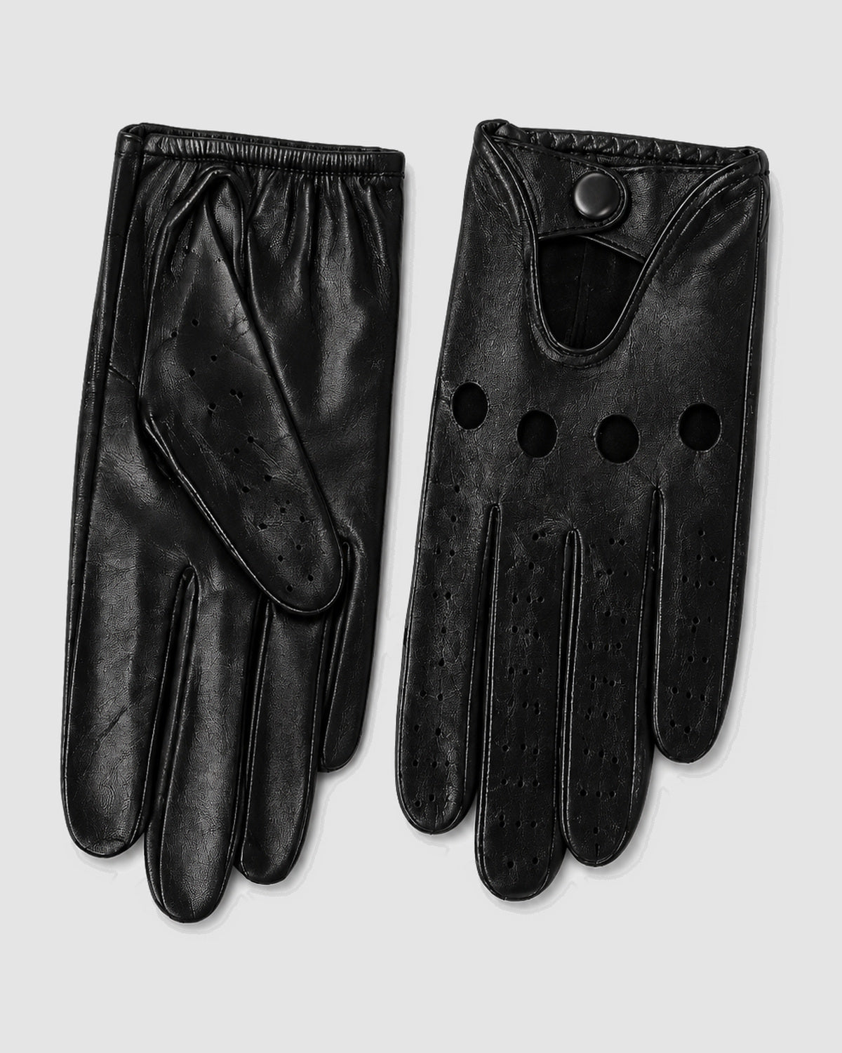 Herren Fahrerhandschuhe perforiert, Vollfinger – Schwarz