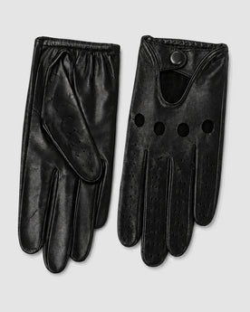 Herren Fahrerhandschuhe perforiert, Vollfinger – Schwarz