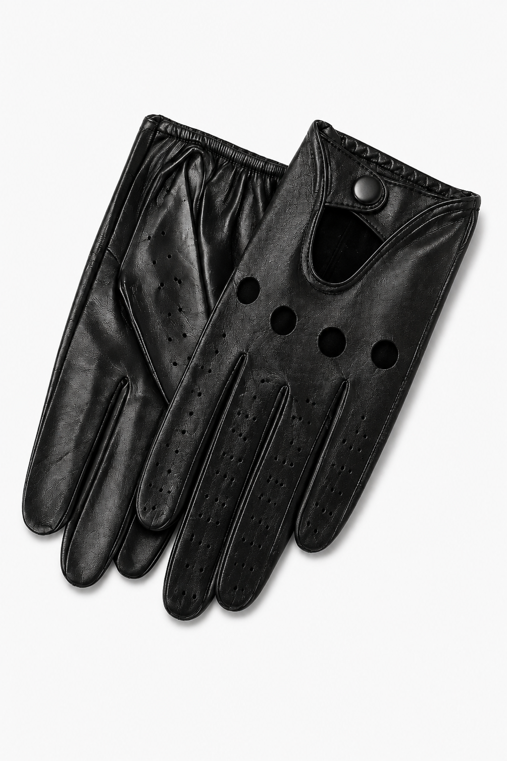Schwarze perforierte Vollfinger-Fahrerhandschuhe