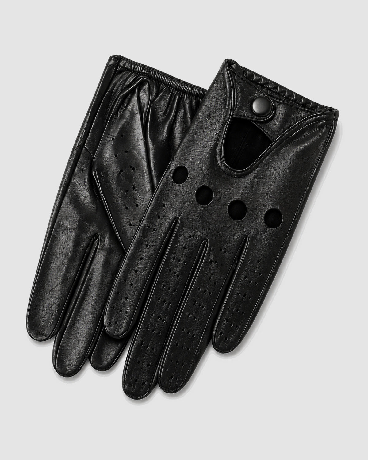 Herren Fahrerhandschuhe perforiert, Vollfinger – Schwarz, Bild 2