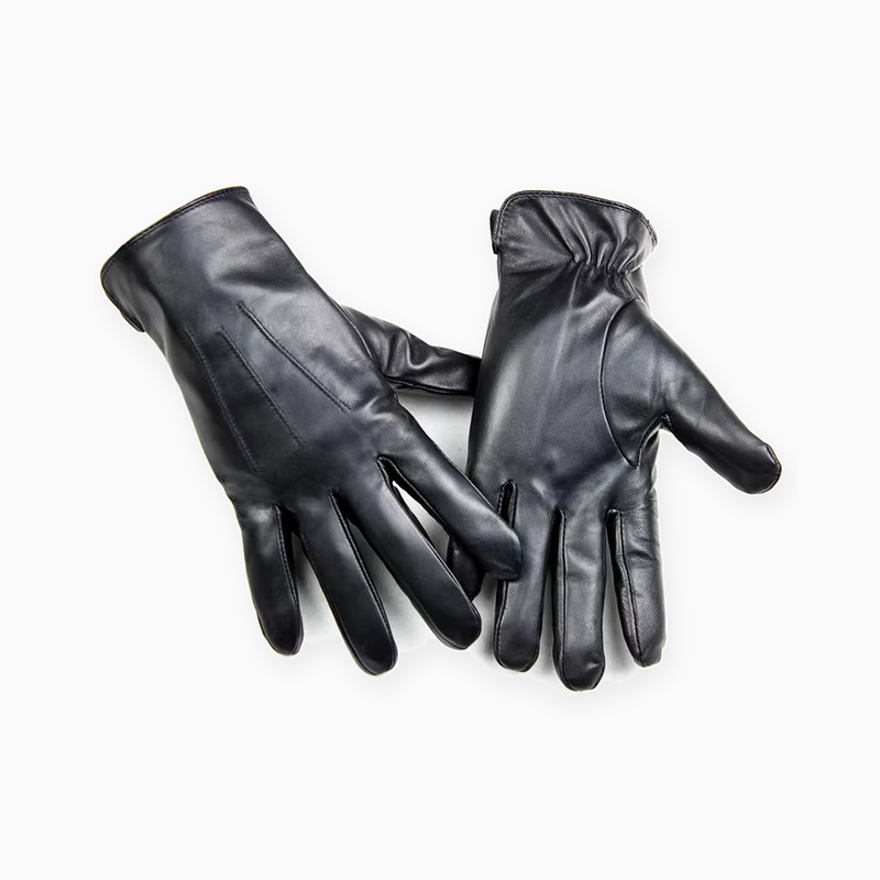 Herren Handschuhe in Schwarz mit gerafftem Handgelenk