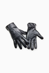 Herren Handschuhe in Schwarz mit gerafftem Handgelenk