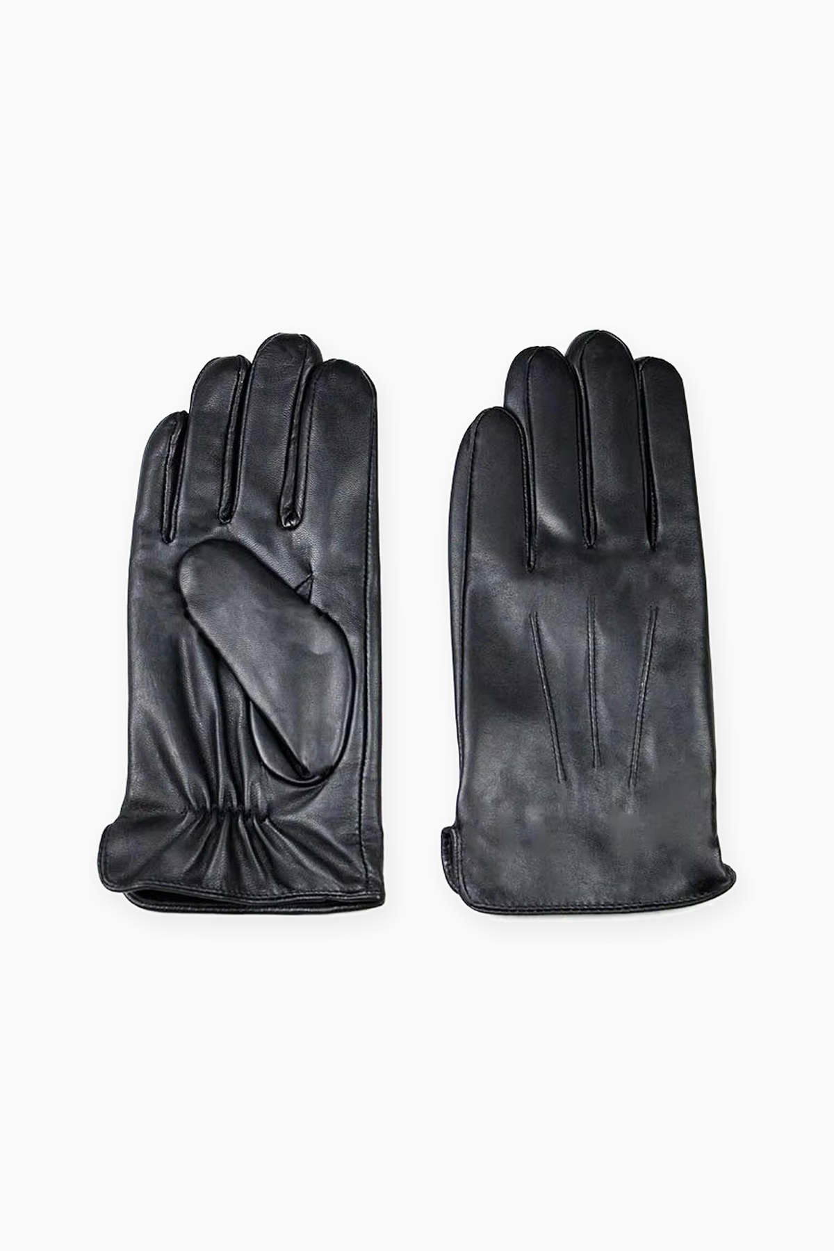 Herren Handschuhe in Schwarz mit gerafftem Handgelenk