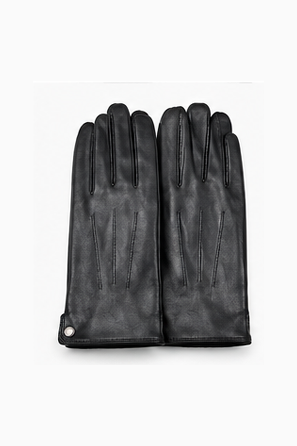 Herren Handschuhe in Schwarz mit Druckknopf-Detail